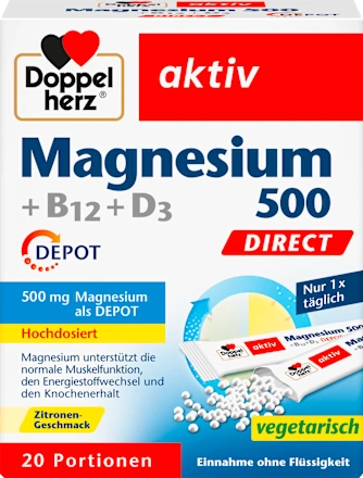 Doppelherz Magnesium 500 +B12 + D3 Direktgranulat 20 St Магній 500 + B12 + D3 гранули прямої дії 20 штук Львів - фото 1