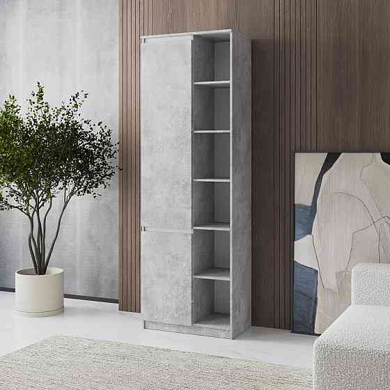 Шкаф для книг VAYS, пенал с полками R-27 Бетон-Белые планки Львов