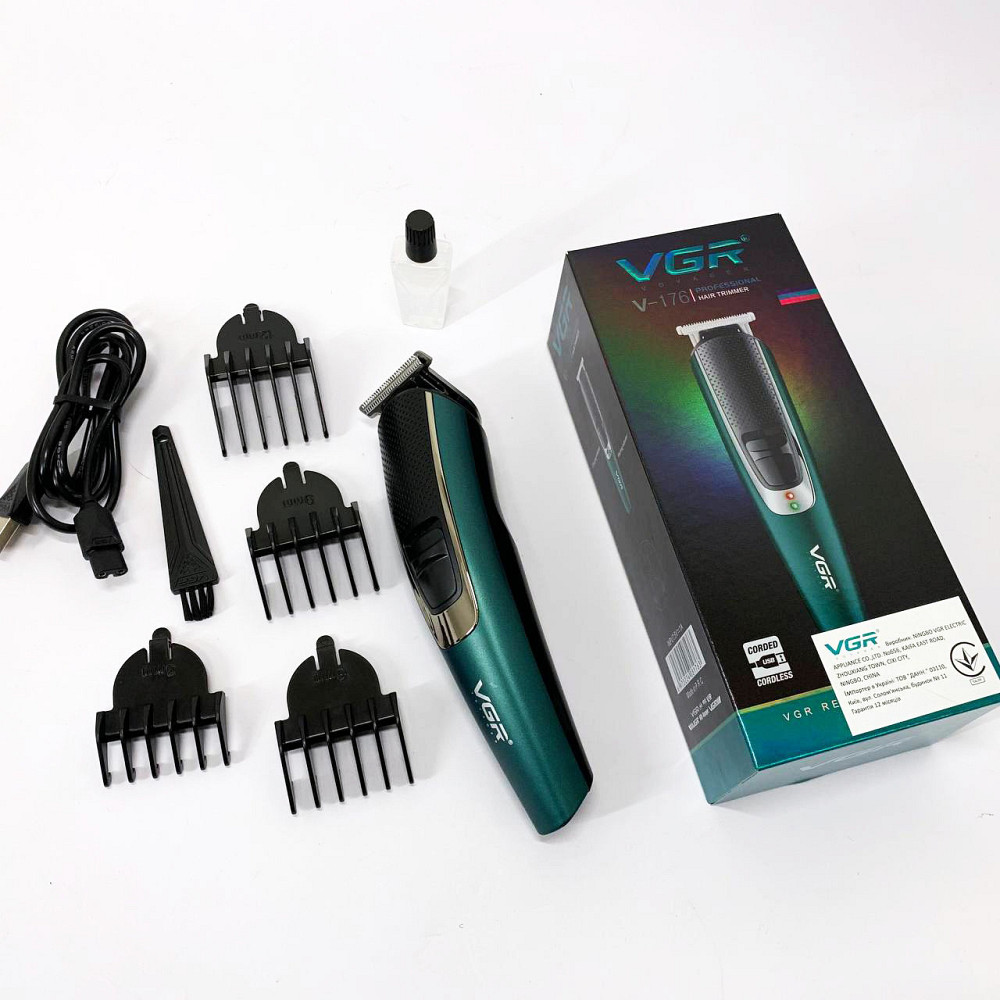Набір для стрижки волосся на акумуляторі VGR V-176, Електромашинка для волосся, Тример бездротовий WI-90 Львів - фото 2