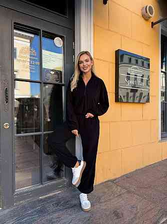 Жіночий прогулянковий теплий костюм: кофта та штани Джерсі Winter Чорний, 42/44 Одеса