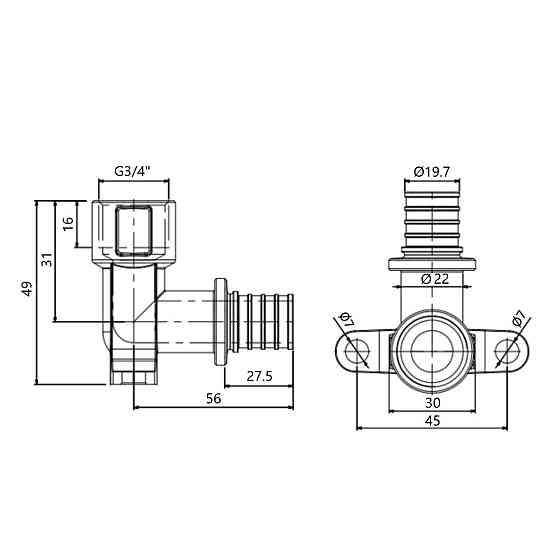 Угол натяжной Icma №1040 d25х3,5-3/4