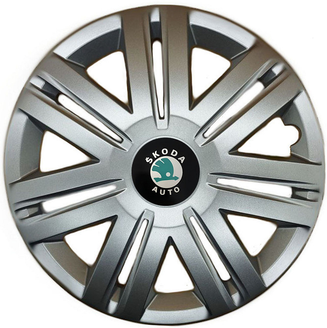 Автомобильные модельные колпаки R14 Skoda (зелена) 203 4шт, SJS, серебряные Киев - изображение 1