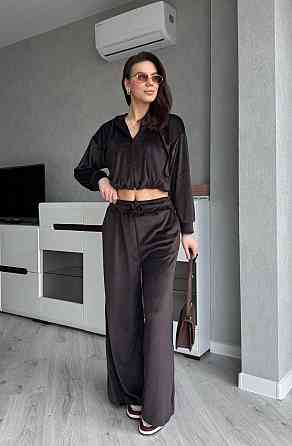 Жіночий стильний костюм з турецького королівського велюру Шоколадний, 46/48 Одеса