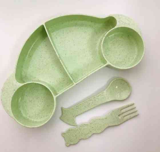 Детская бамбуковая посуда 2 в 1 Машинка (Салатовый) Винница