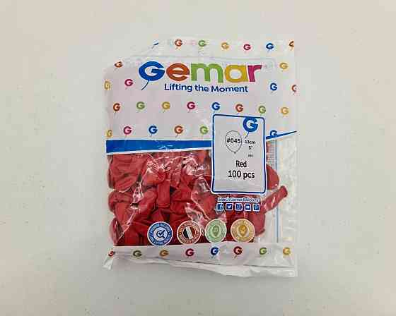 Повітряні кульки 5" (13 см) пастель червоний 100 шт Gemar (1 пачка) Харків