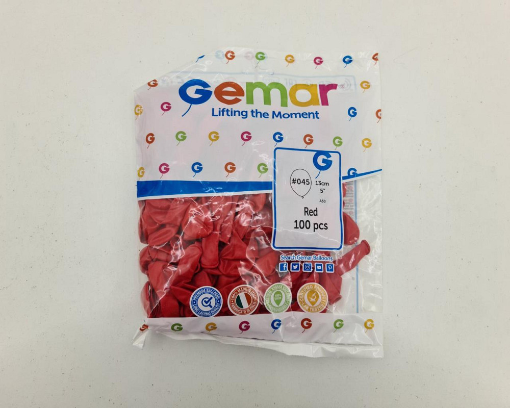 Повітряні кульки 5" (13 см) пастель червоний 100 шт Gemar (1 пачка) Харків - фото 3