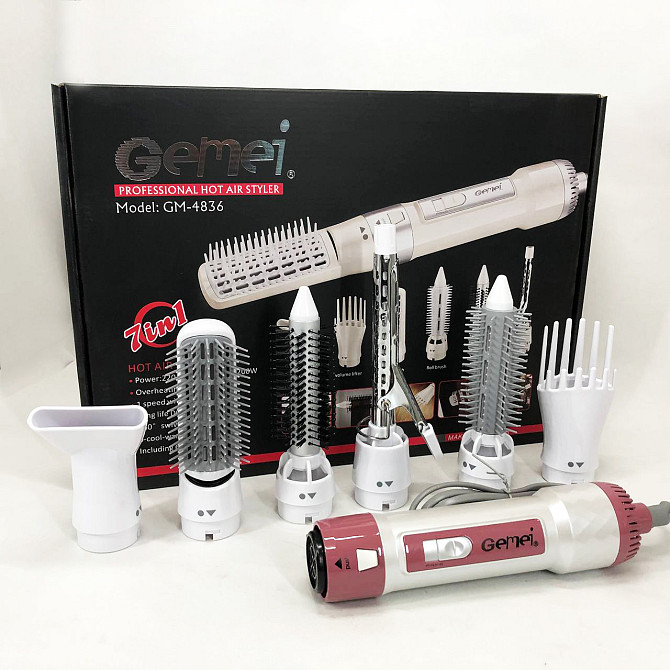 Фен щітка для об'єму волосся Gemei GM-4836 7 в 1, Фен-стайлер для ZV-576 кучерявого волосся Київ - фото 9