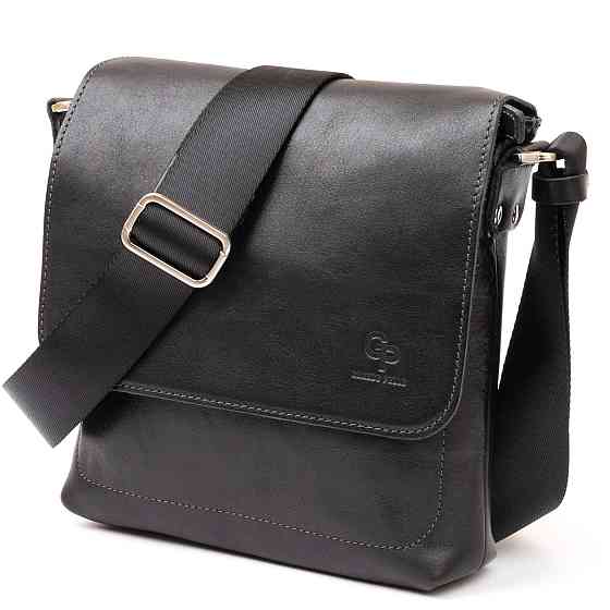 Сумка мессенджер в гладкой коже Черная (GRANDE PELLE) Киев