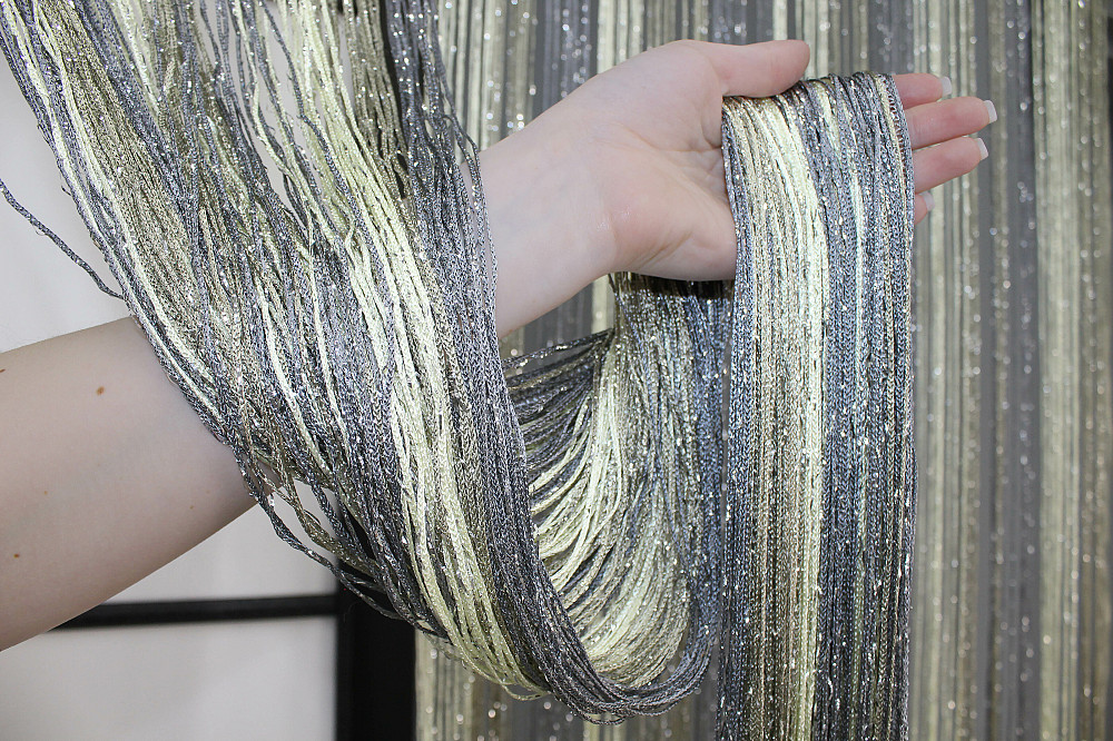 Штори-нитки "Кісея" з люрексом Сірий з молочно-бежевим 300х300см 1 шт (61-034) Київ - фото 7