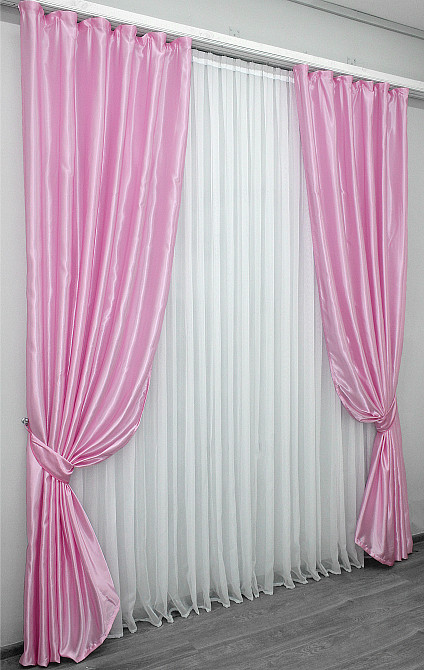 Однотонна тканина атлас, висота в рулоні 2,7м колір рожевий 741ш Київ - фото 6