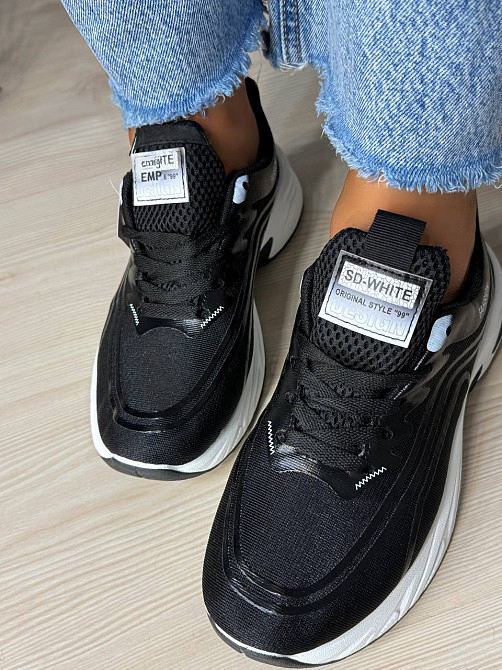 Кроссовки женские Violeta 149-62 на белой подошве текстиль сетка черные, 36, 23 см Киев - изображение 14