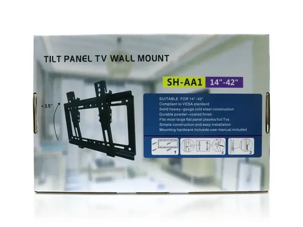 Настінне кріплення для ТБ з діагоналлю від 14" до 42", до 25 кг, кут нахилу,±15 градусів Одеса - фото 3