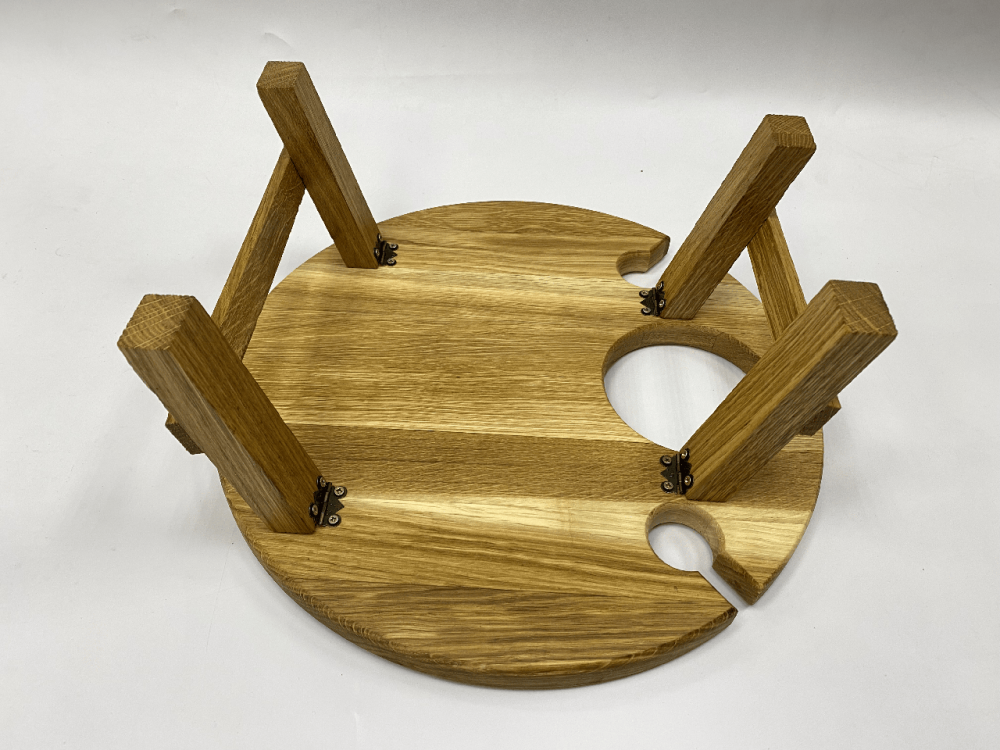 Винный столик из дуба, поднос складной для сервировки и завтрака в кровати, круглый с ножками диаметр 35см Каменец-Подольский - изображение 8