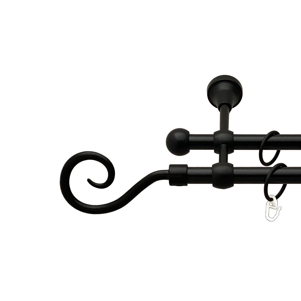 Карниз Orvit Гак металевий дворядний литий Чорний Оксамит 16\16 мм 160 см (00-00013854) Львів - фото 1