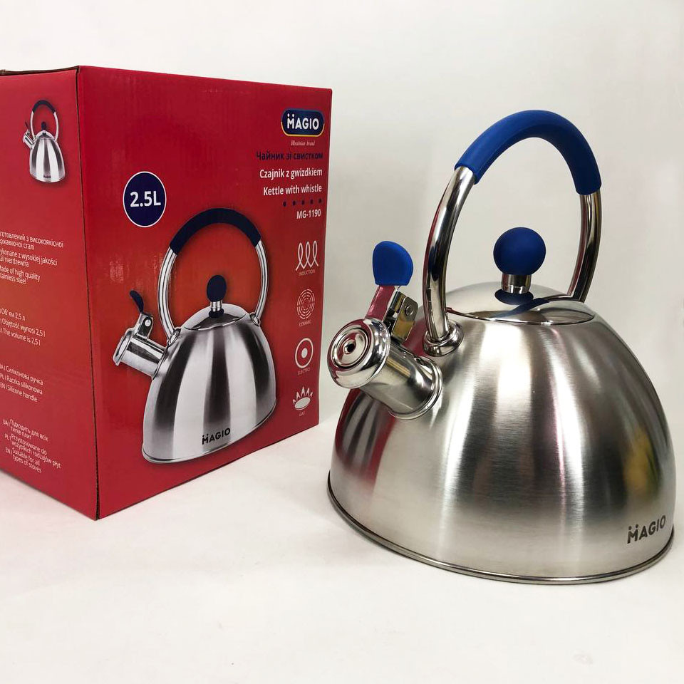 Функціональний чайник зі сталі зі свистком, Чайник газовий нержавіюча сталь Гарний для плит LP-97 Львів - фото 4