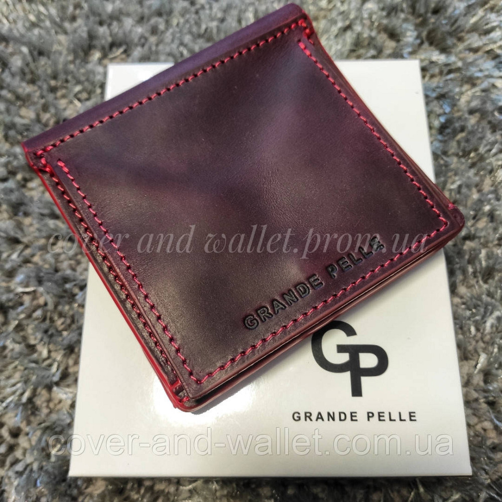 Компактний жіночий шкіряний гаманець на магнітах марсалового кольору Grande Pelle Lettera Київ - фото 5