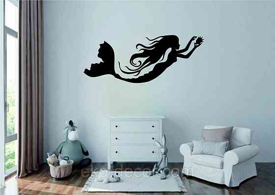 Декоративное настенное 3D Панно «Русалочка» Декор на стену с объемом 110*43 см, Черный Киев