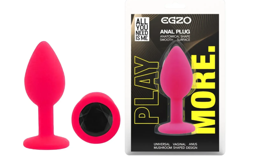 Силіконова анальная пробка EGZO - Silicone Pink Round Plug Black, size S Sex Aura Київ - фото 1