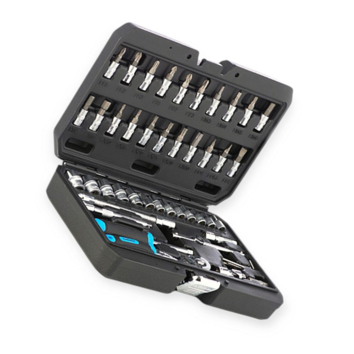 Набір інструменту 1/4" 46 шт, 4-14 мм з тріщ., подовжує., кардан, отв.-вороток, біти Мукачево - фото 1