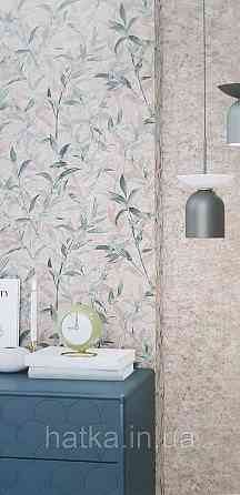 Обои виниловые на флизелине Sintra Adria метровые листья ветки бирюзовые зеленые на коричневом Киев