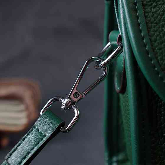 Компактна жіноча шкіряна сумка з напівкруглим клапаном Зелена (Vintage) Київ