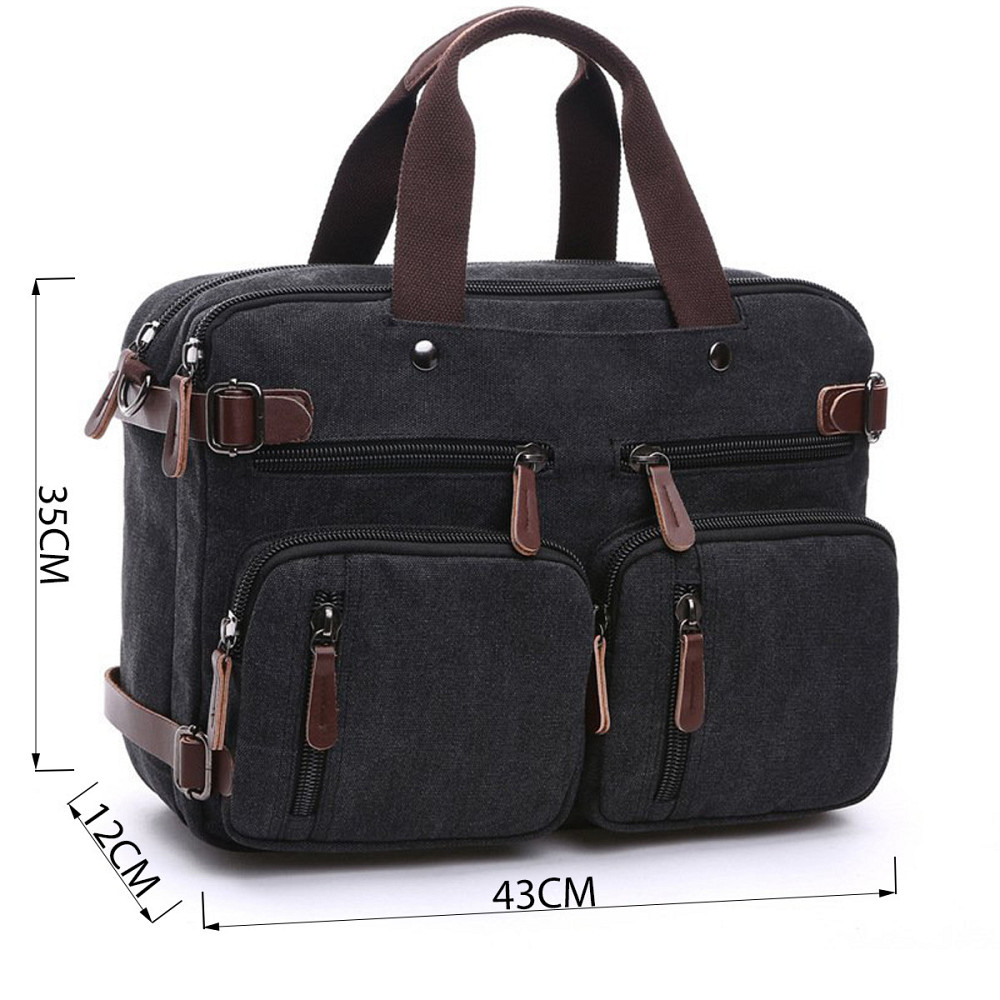 Сумка-трансофрмер текстильная большая Vintage 20078 Черная Киев - изображение 8