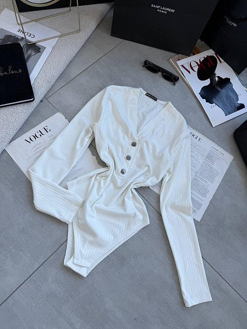 Женское теплое базовое боди из ангоры рубчик Молочный, 42/46 Одесса - изображение 4