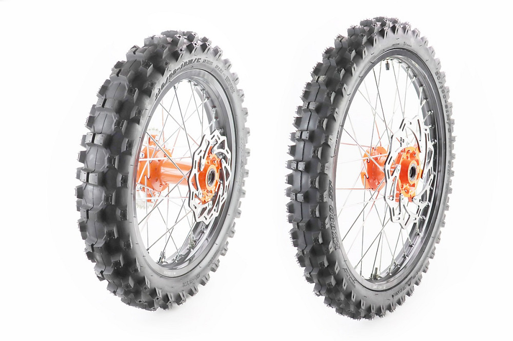 Terra-X 250 (2019) Колесо переднє спицьоване у зборі 1,6-21+ Колесо заднє спицьоване у зборі 2,15-18 + дики гальмівні + зірка, ПОМАРАНЧЕВИЙ Киев - изображение 1