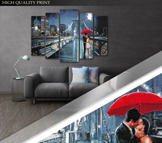 Модульна картина Закохані Місто Міст Art-250_5 ( 80х118см ) Київ