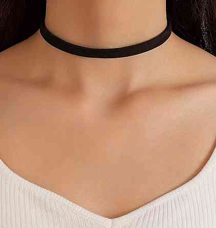 Флоковый чокер черный, бархатный чокер на шею Киев