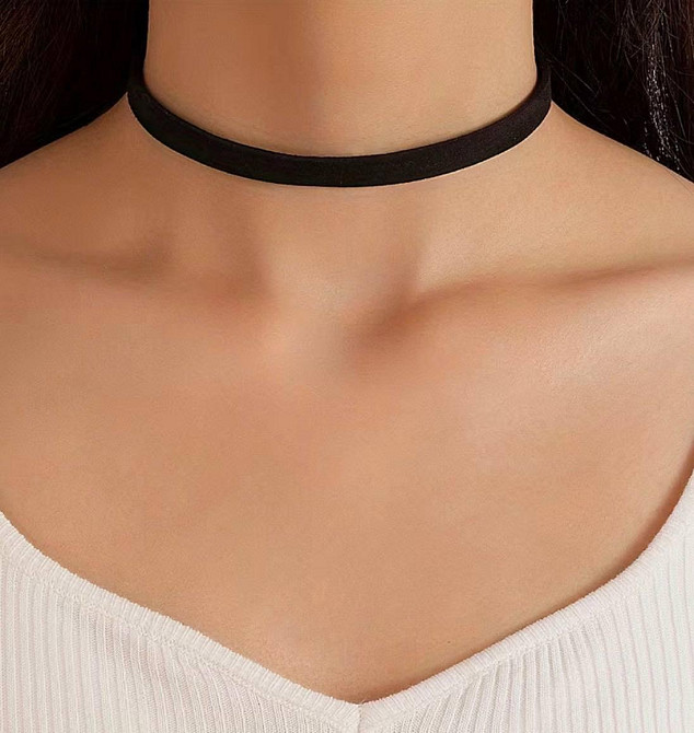 Флоковый чокер черный, бархатный чокер на шею Киев - изображение 1