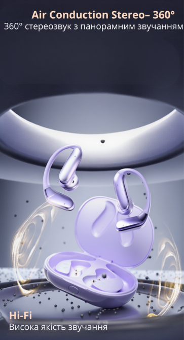 Бездротові навушники з вбудованим перекладачем, з шумозаглушенням, сенсорні з просторовим аудіо, Bluetooth, Type-C, фіолетові Кам'янець-Подільський - фото 7