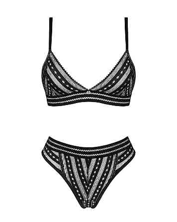 Комплект білизни Obsessive Natilya 2-pcs set M/L, black, бюстгальтер, трусики Sex Aura Київ