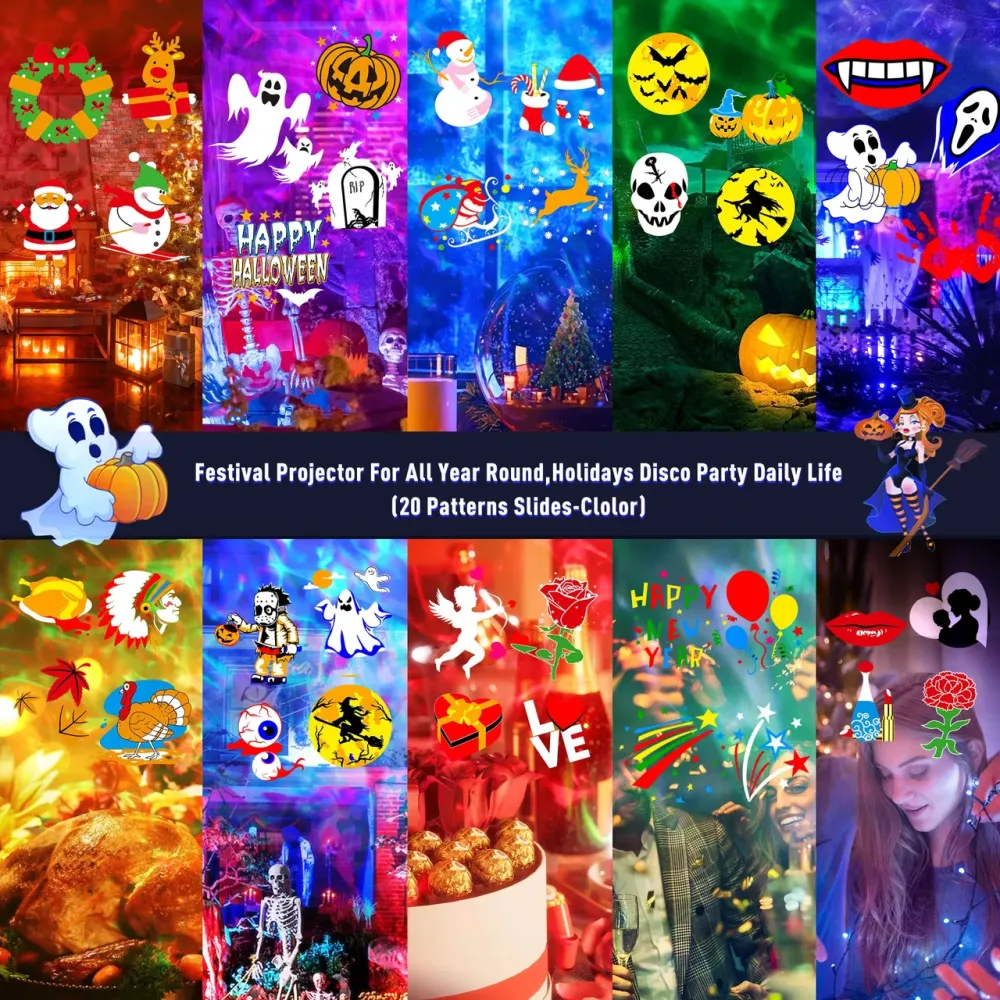 ACELIFE проектор для Хэллоуина и Рождества, IP44 LED проектор для улицы и дома, 12 слайдов, 10 цветов Киев - изображение 5