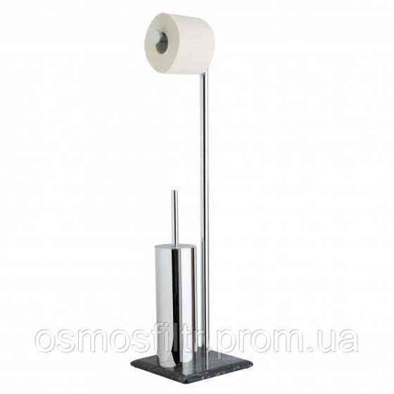 Гарнітур для туалету Axentia Галант з тримачем туалетного паперу основа мармур хром сталь Н 72 см (282260) Київ