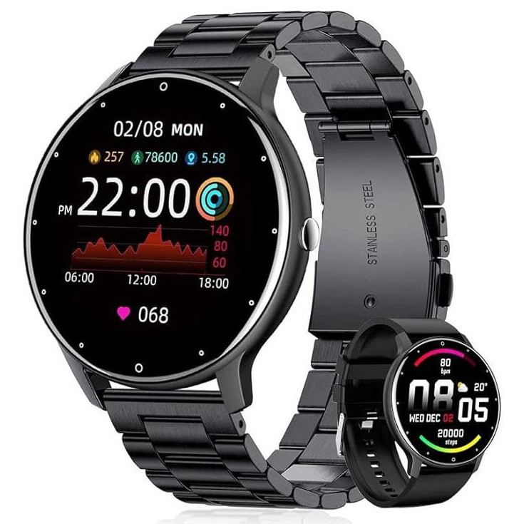 Розумний наручний годинник Smart Classic Steel Black (2 ремінці) Київ - фото 1