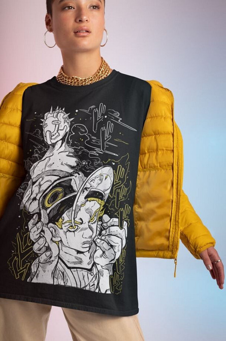 Футболка для мальчика аниме Емпорио Алнино Джоджо С оверсайз (рост от 165 до 180 ) Черний AnimeJ1079m Днепр - изображение 2