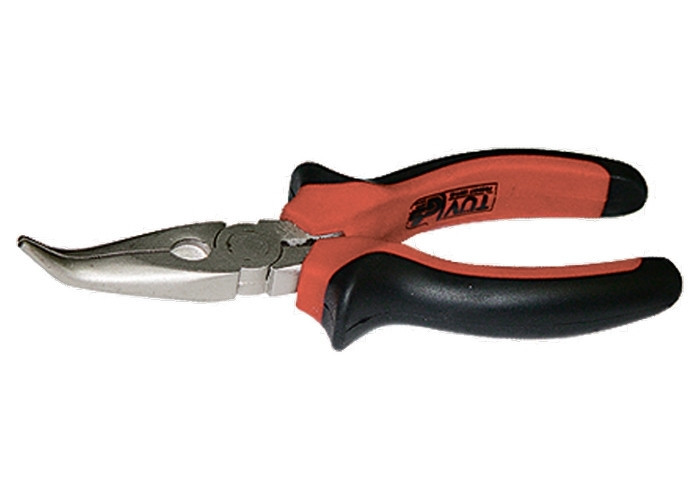 Длинногубцы NICKEL, 200 мм, изогнутые никелированные, двухкомпонентные рукоятки MATRIX Полтава - изображение 1