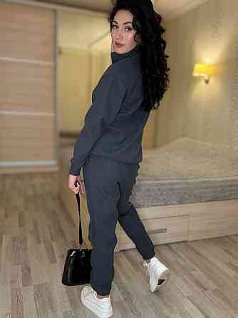 Жіночий теплий костюм-двійка: кофта та штани вельвет на щільному флісі Графіт, 40/42 Одеса