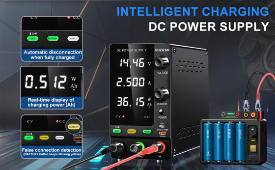 Лабораторний блок живлення RUZIZAO SPPS-C605C 60В 5А 300Вт, зарядка АКБ, OCP, USB-C/USB-A, CV/CC Київ