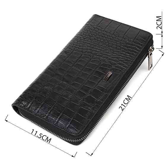 Добротний чоловічий клатч з одним відділенням з натуральної шкіри з тисненням під крокодила BOND 22030 Чорний Київ