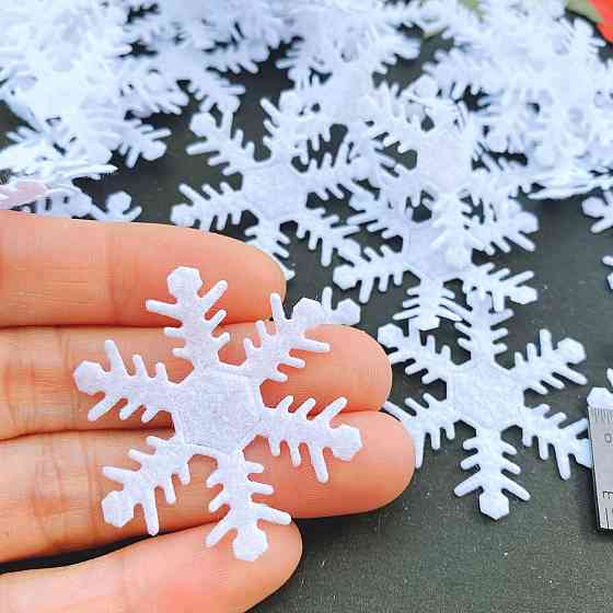 Новогодние снежинки из ткани 95 штук 4 см белый Киев