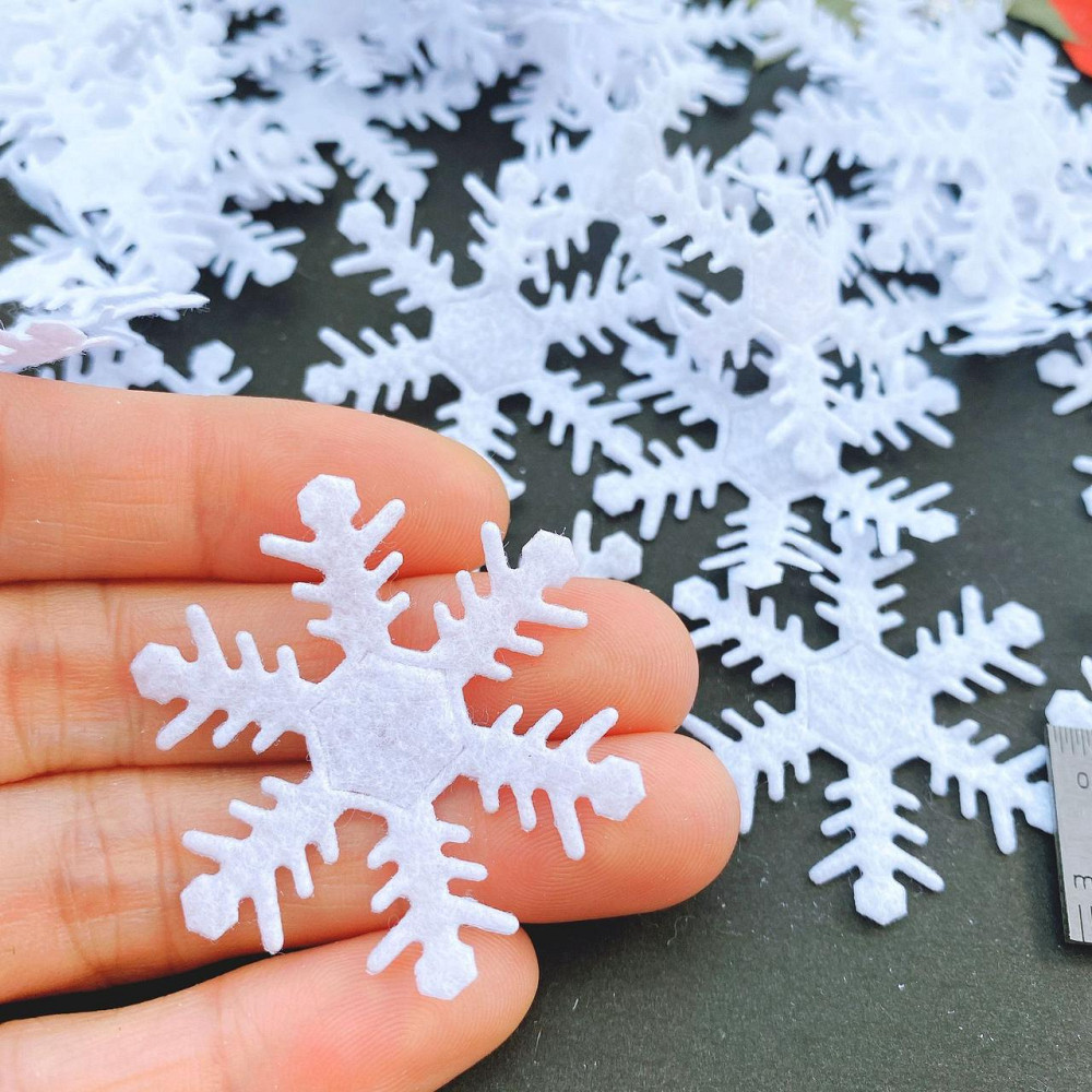 Новорічні сніжинки з тканини 95 штук 4 см білий Київ - фото 5