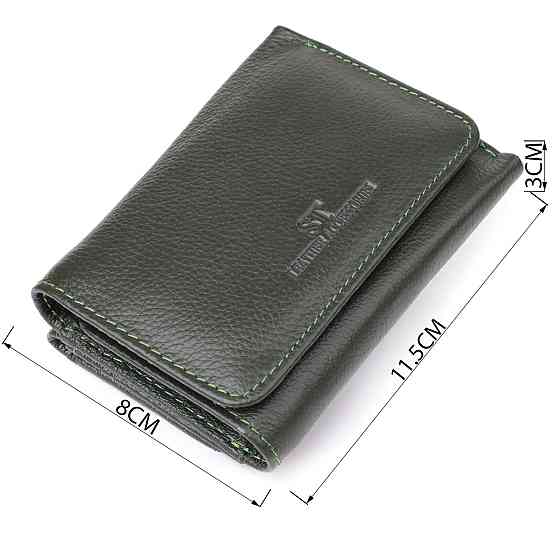 Маленький гаманець зручного формату із натуральної шкіри ST Leather 23076 Зелений Київ