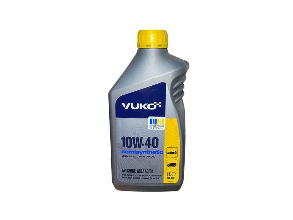Масло моторне напівсинтетичне SEMISYNTHETIC 10W-40 API SN/CF 1л ТМ Yuko Київ - фото 1