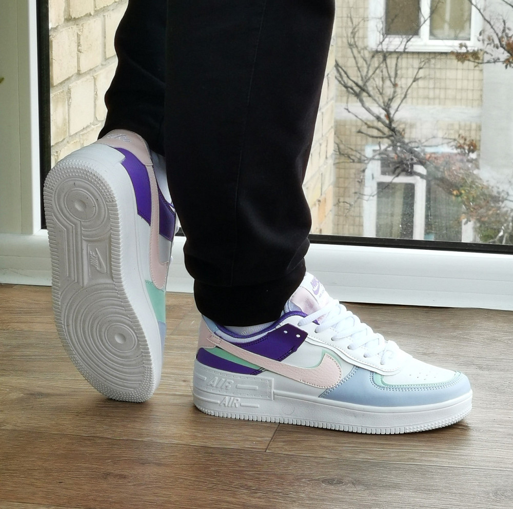 Кросівки Nike Force Білі Найк Шкіряні Форси Shadow Різнобарвні (розміри: 36,37,38,39,40,41) - 22 Дніпро - фото 5