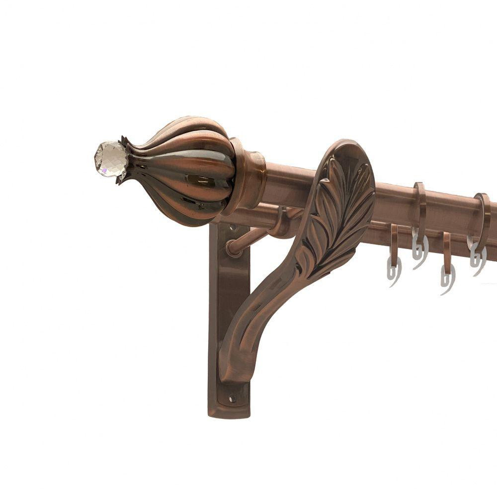 Карниз Orvit Таджа-Кристал металевий дворядний ретро гладка труба кільце фасонне металеве  Мідь 25\19 мм 200 см (00-00009981) Львів - фото 1