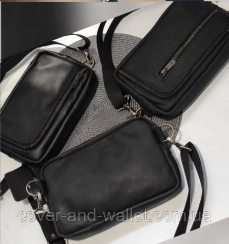 Стильная мужская сумка слинг на пояс или на грудь из натуральной кожи PS Leather Киев - изображение 1