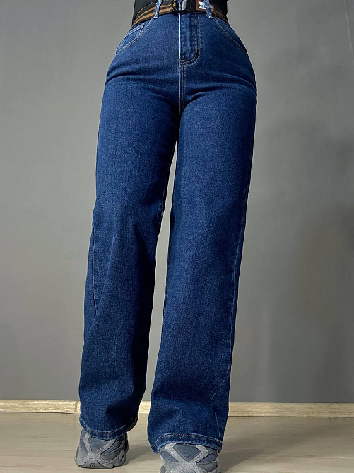 Джинсы женские Derun 8198-8170 палаццо прямые с ремнем синие, синий, 27, 27, 73 см, 99 см Киев - изображение 19
