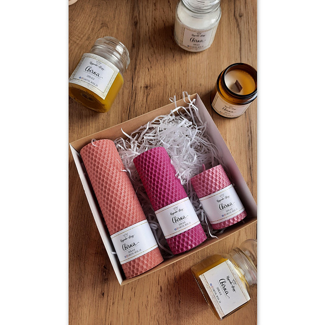 Подарунковий набір свічок з вощини ручної роботи, з натурального воску. Одеса - фото 1